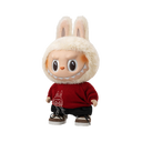 Side view of LABUBU Best of Luck plush doll | Shows embroidered lucky symbols and vinyl details | POP MART fortune collectible