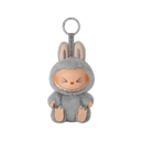 Authentic LABUBU Hehe figure from Have a Seat Series | Gray vinyl plush with cheeky smile and detachable keyring | collectible for display or backpack