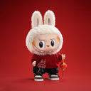 Close-up of LABUBU Best of Luck plush embroidery | Gold thread fortune symbols and Chinese lucky motifs | High-quality collectible details

