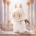 Close-up of Angel in Clouds vinyl face | Hand-painted sleepy expression with blush details | High-quality POP MART designer toy

